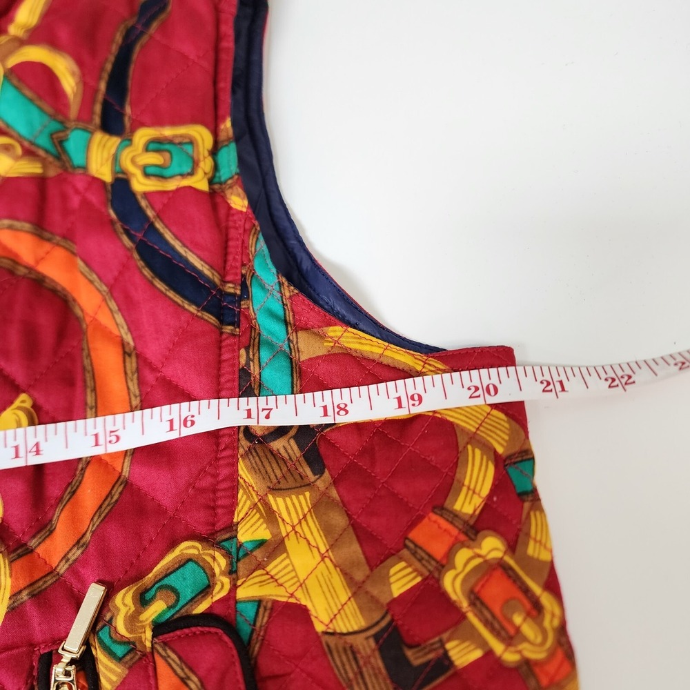 Patty Kim Vest Womens L Quilted Red Equestian - Picture 8 of 10